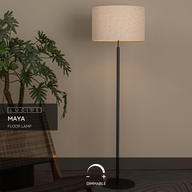 Lucide MAYA - Stojacia lampa - Ø 45 cm - 1xE27 - Krémová